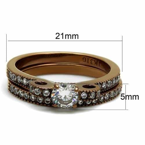 Stainless Steel Coffee Brown IP CZ Round Milgrain Pave Ring view 4