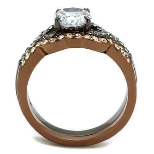 Stainless Steel Coffee Brown IP CZ Round Pave Infinity Twist Ring view 6
