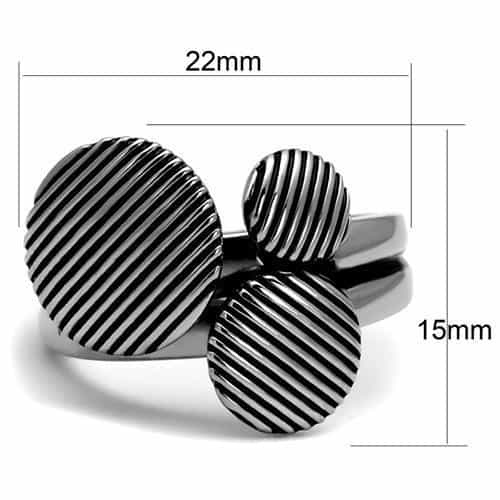 Stainless Steel Polished Ridged Dome Three Bead Clover Ring view 4