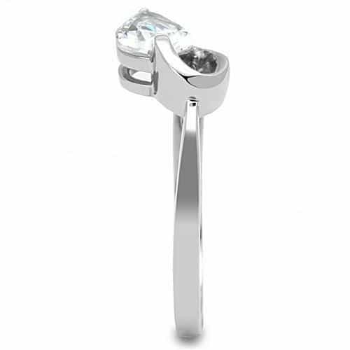 Stainless Steel CZ Marquise Pave Bypass Solitaire Ring view 10