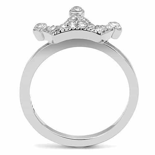 Stainless Steel CZ Pave Crown Tiara Ring view 6