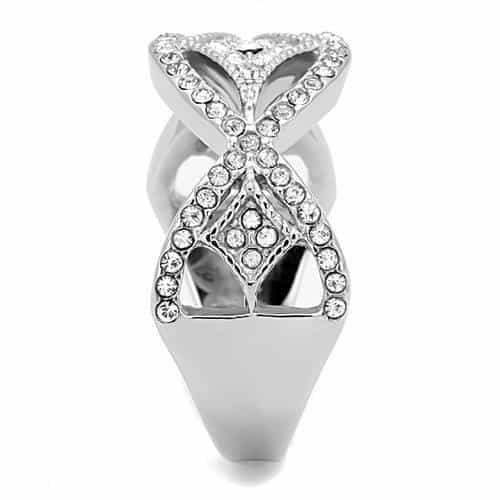 Stainless Steel CZ Pave Bow Crossover Ring view 8