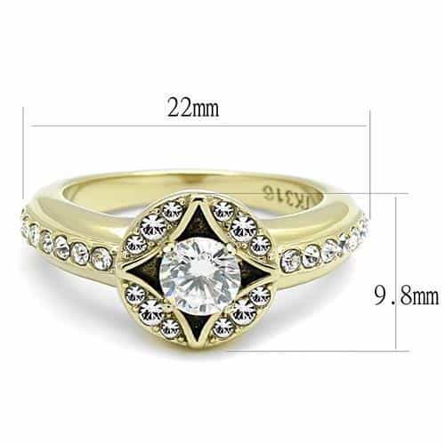 Stainless Steel Gold IP CZ Round Star of David Pave Ring view 4