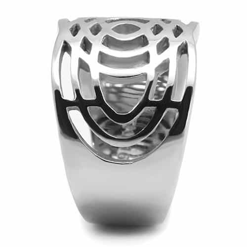 Stainless Steel Polished Rose Flower Cutout Wide Band Ring view 8