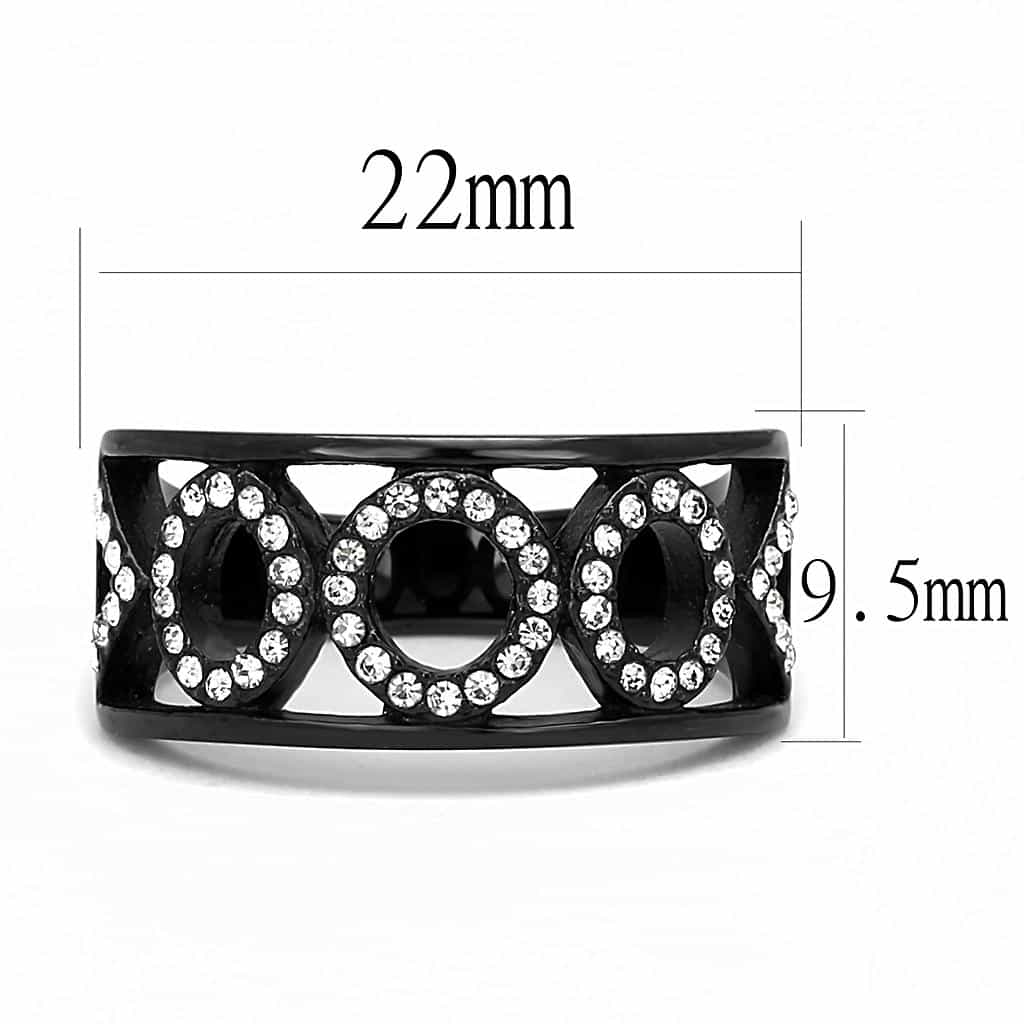 Stainless Steel Black IP CZ Pave Open Circle Loop Wide Ring view 4