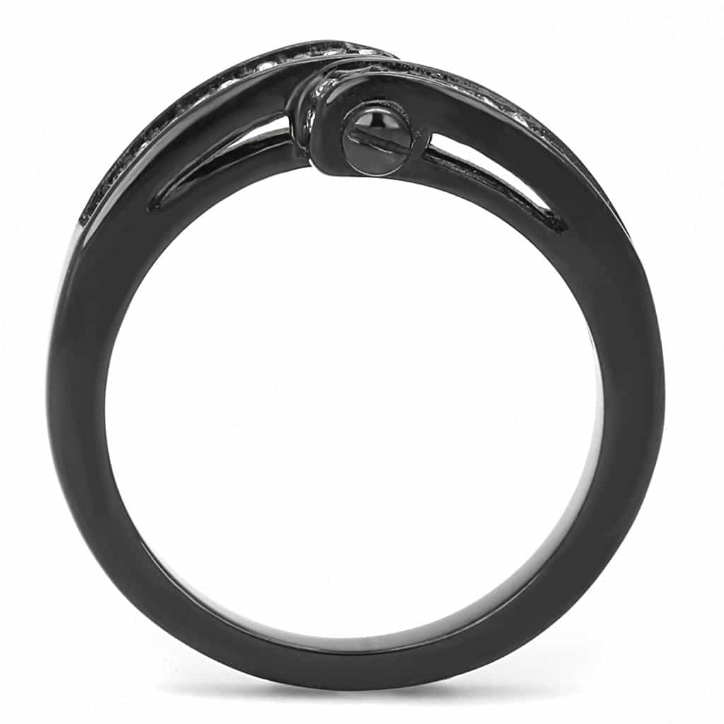 Stainless Steel Dark Gunmetal CZ Princess Pave Cluster Ring view 6