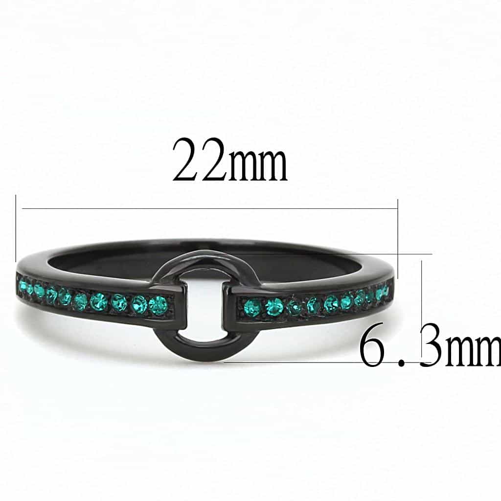 Stainless Steel Black IP Blue Zircon Crystal Channel Buckle Ring view 4