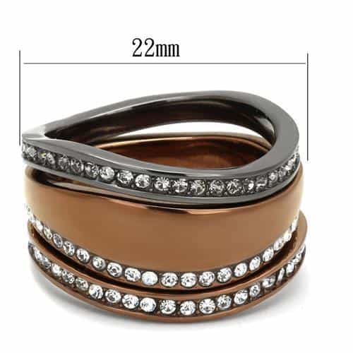 Stainless Steel Coffee Brown IP CZ Channel Pave Stack Ring view 4