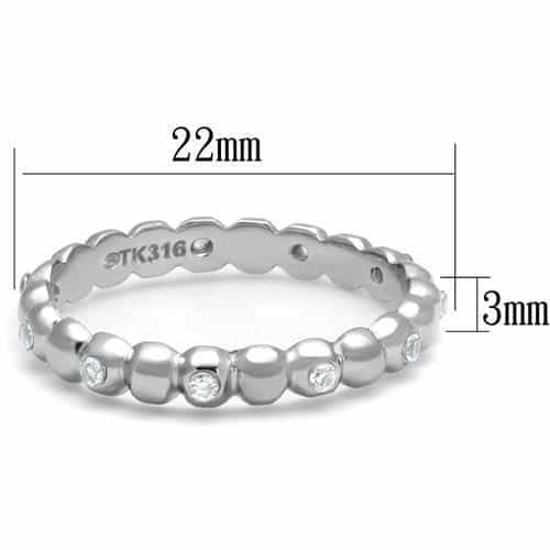 Stainless Steel CZ Single Bezel Polished Bead Eternity Ring view 4