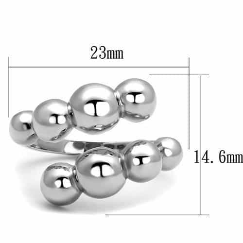 Stainless Steel Silver Polished Triple Ball Open Ring view 4