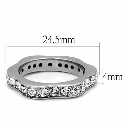 Stainless Steel CZ Channel Eternity Band Ring TK3106 view 4