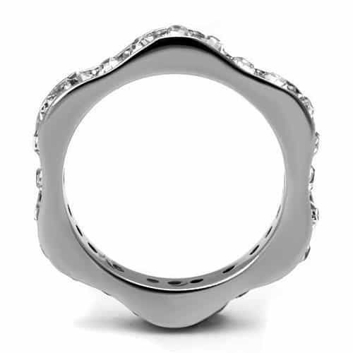 Stainless Steel CZ Channel Eternity Band Ring TK3106 view 6