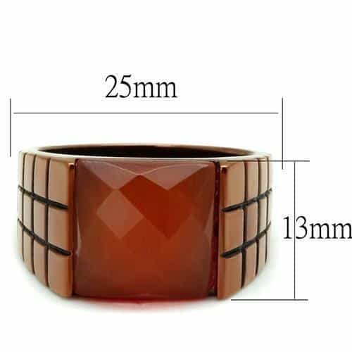 Stainless Steel Coffee Brown IP Red Aventurine Faceted Ring view 4