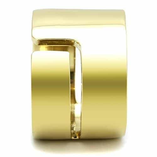 Stainless Steel Two-Tone Gold Silver Wide Polished Open Cuff Ring view 8