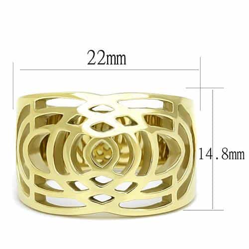 Stainless Steel Gold IP Rose Cutout Filigree Dome Ring view 4