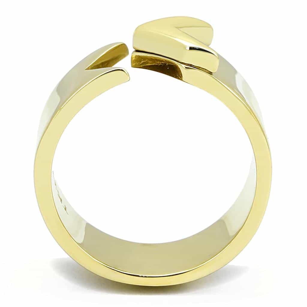 Stainless Steel Gold IP Polished Chevron Wide Cuff Band Ring view 6
