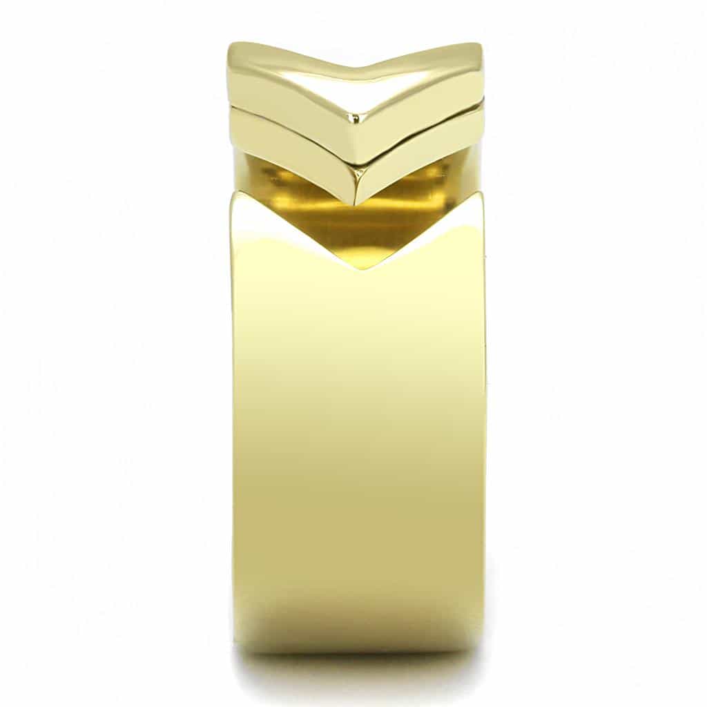 Stainless Steel Gold IP Polished Chevron Wide Cuff Band Ring view 8