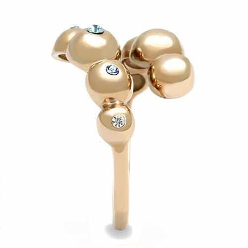 Stainless Steel Rose Gold IP Bubble Ball CZ Bezel Cluster Ring view 8