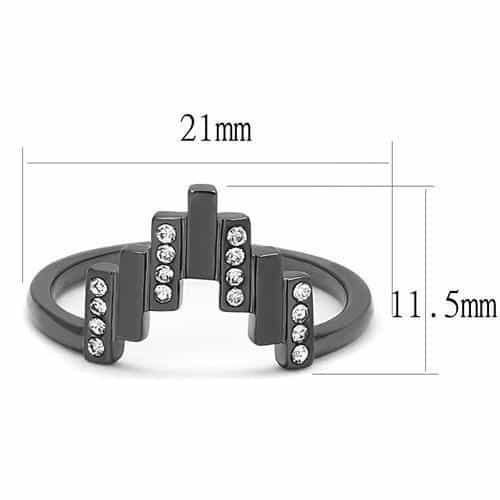 Stainless Steel CZ Pave Bar Ascending Crown Cocktail Ring view 4