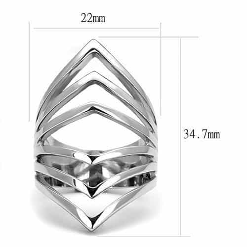 Stainless Steel Silver Polished Angular Cutout Layered Wide Ring view 4