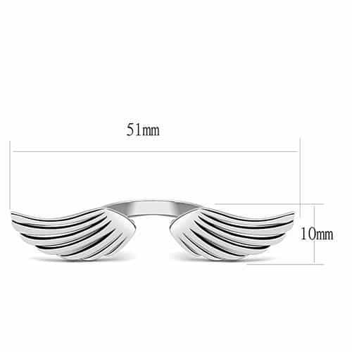 Stainless Steel Silver Polished Angel Wing Open Bypass Ring view 4