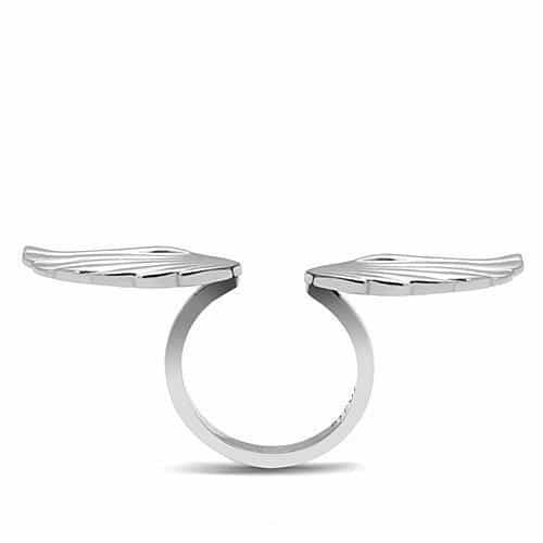 Stainless Steel Silver Polished Angel Wing Open Bypass Ring view 6