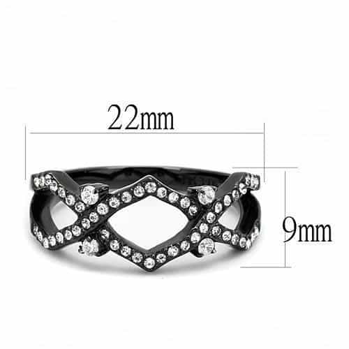 Stainless Steel Black IP CZ Pave Geometric Interlocking Ring view 4