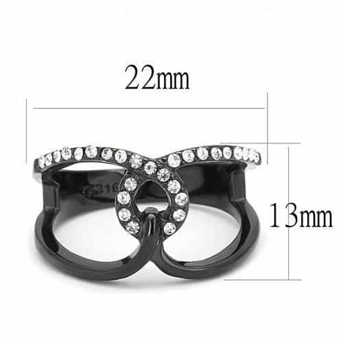 Stainless Steel Black IP CZ Pave Interlocking Circle Link Ring view 4