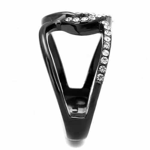 Stainless Steel Black IP CZ Pave Interlocking Circle Link Ring view 8