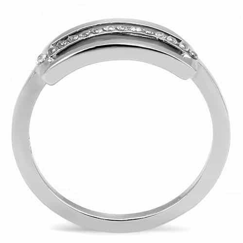 Stainless Steel Silver CZ Channel Double Bar Open Parallel Ring view 6
