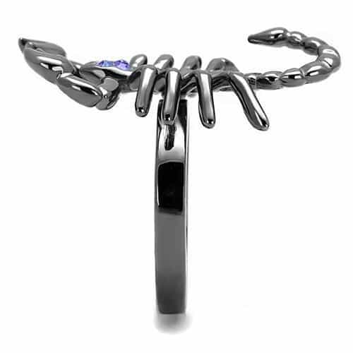 Stainless Steel Black IP Blue CZ Eye Scorpion Wrap Ring view 8