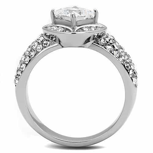 Stainless Steel CZ Princess Square Celtic Knot Pave Halo Ring view 6