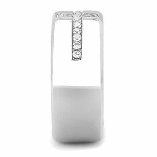 Stainless Steel CZ Pave Cross Wide Band Mens Ring view 8