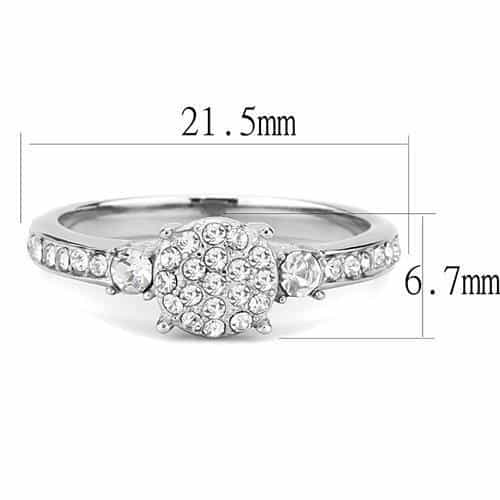 Stainless Steel CZ Round Pave Cluster Halo Ring view 4