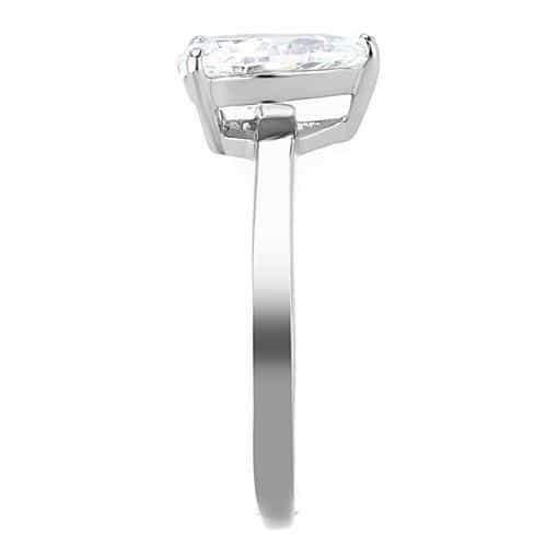 Stainless Steel CZ Pear Solitaire Ring view 8