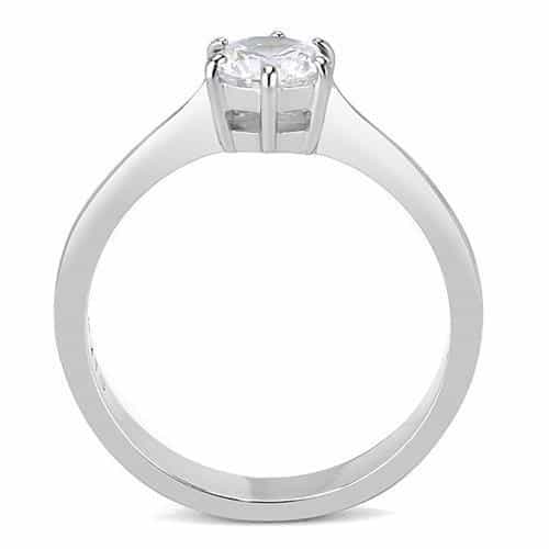 Stainless Steel CZ Round Six Prong Cathedral Solitaire Ring view 6