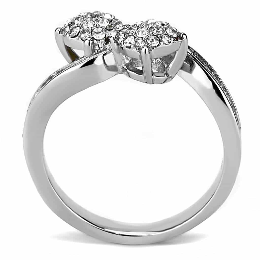 Stainless Steel CZ Pave Bow Knot Bypass Ring view 6