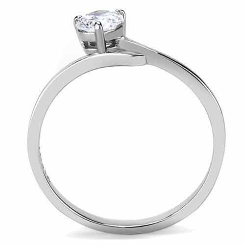 Stainless Steel CZ Round Pave Bypass Thin Solitaire Ring view 6