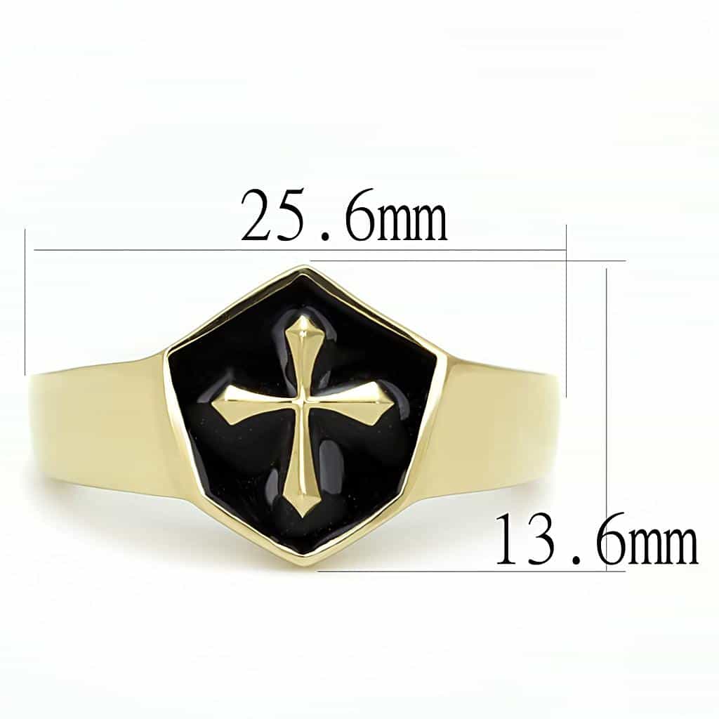 Stainless Steel Black Enamel Cross Shield view 4