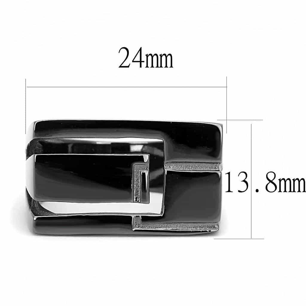 Stainless Steel Black IP Polished Geometric Flat Top Mens Ring view 4