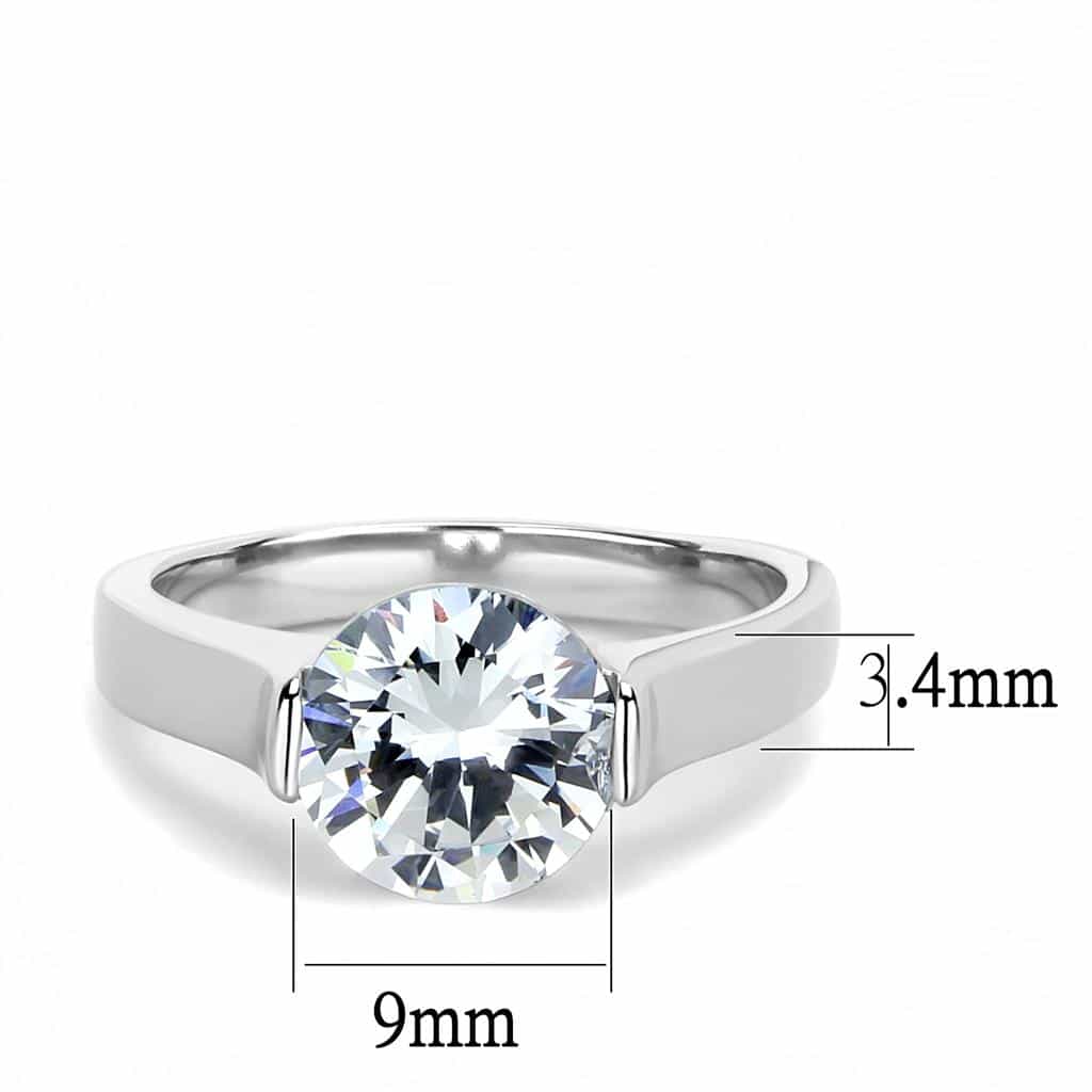 Stainless Steel CZ Round Solitaire view 4