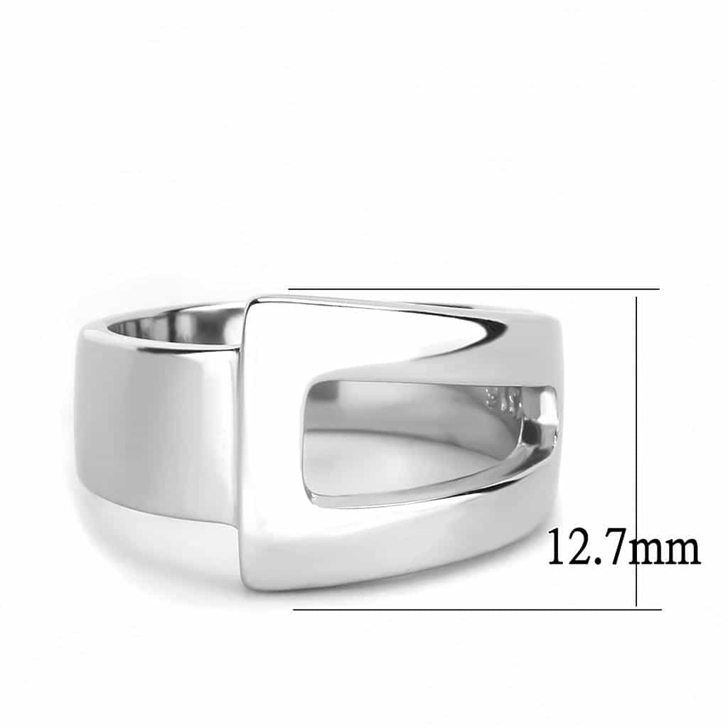 Stainless Steel Silver Polished Rectangular Link Wide Band Ring view 4