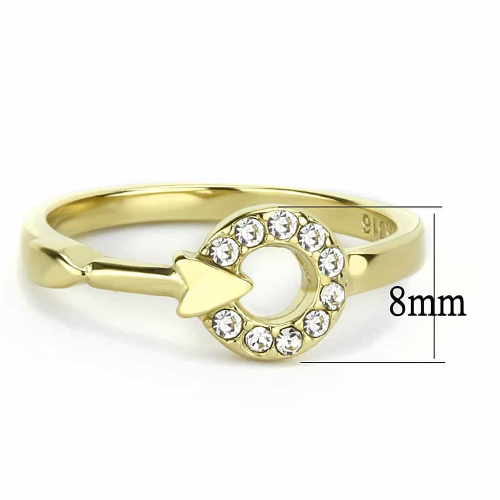 Stainless Steel Gold IP CZ Pave Circle Pendant Open Pendant view 4