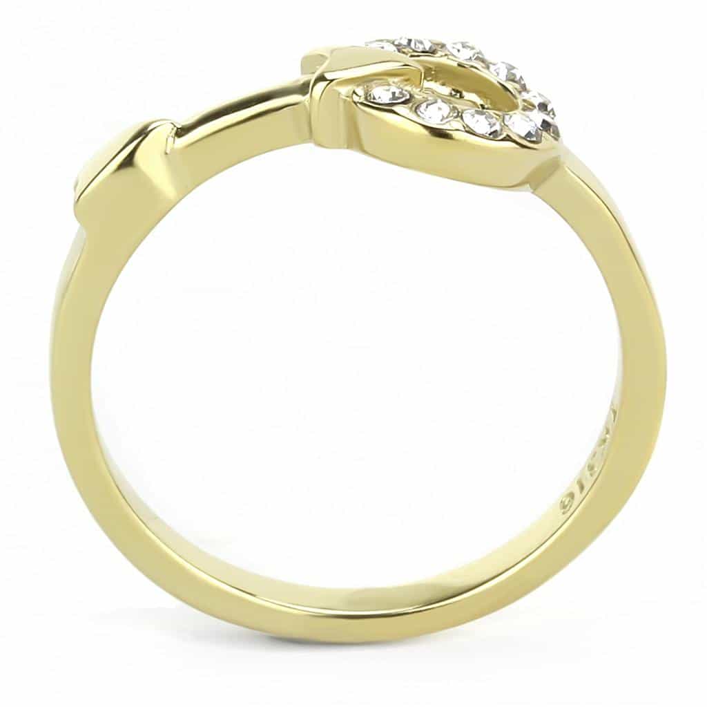 Stainless Steel Gold IP CZ Pave Circle Pendant Open Pendant view 6