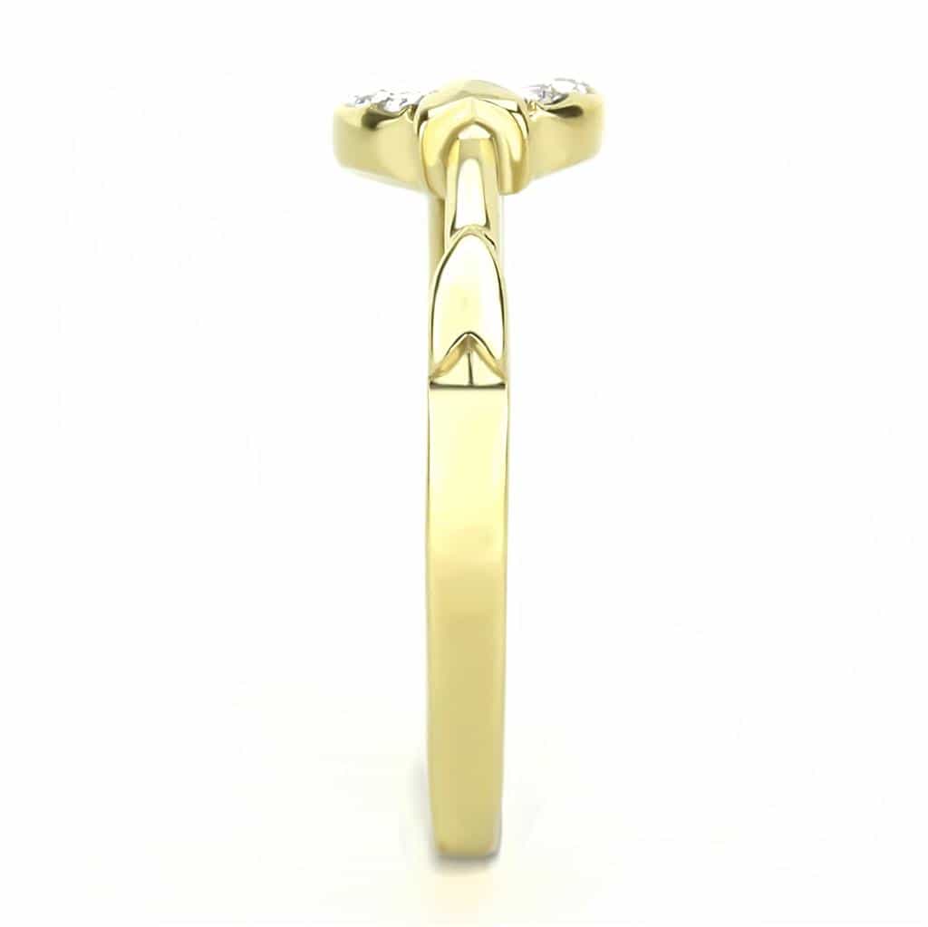 Stainless Steel Gold IP CZ Pave Circle Pendant Open Pendant view 8