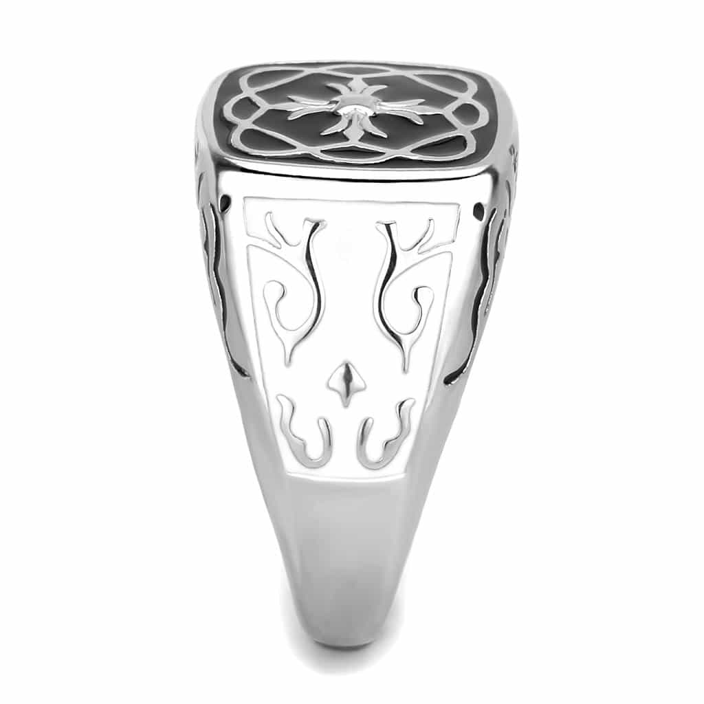 Stainless Steel Silver Celtic Knot Cross Cutout Scroll Mens Ring view 8