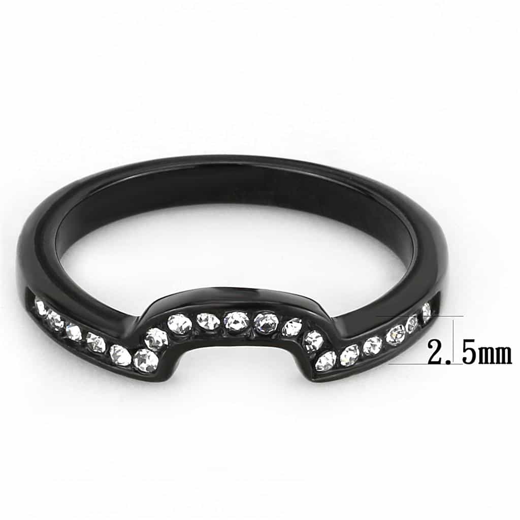 Stainless Steel Black IP CZ Channel Wave Curved Band Necklace view 4