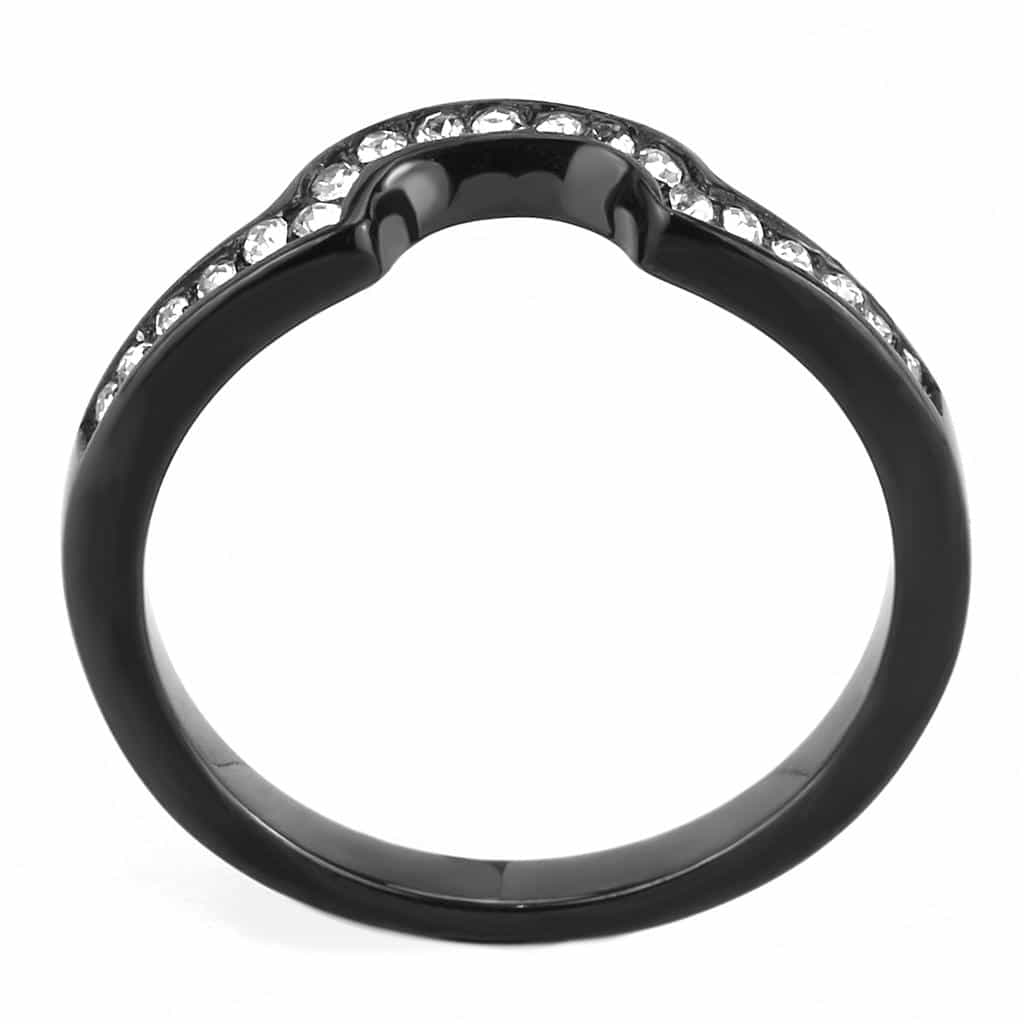 Stainless Steel Black IP CZ Channel Wave Curved Band Necklace view 6