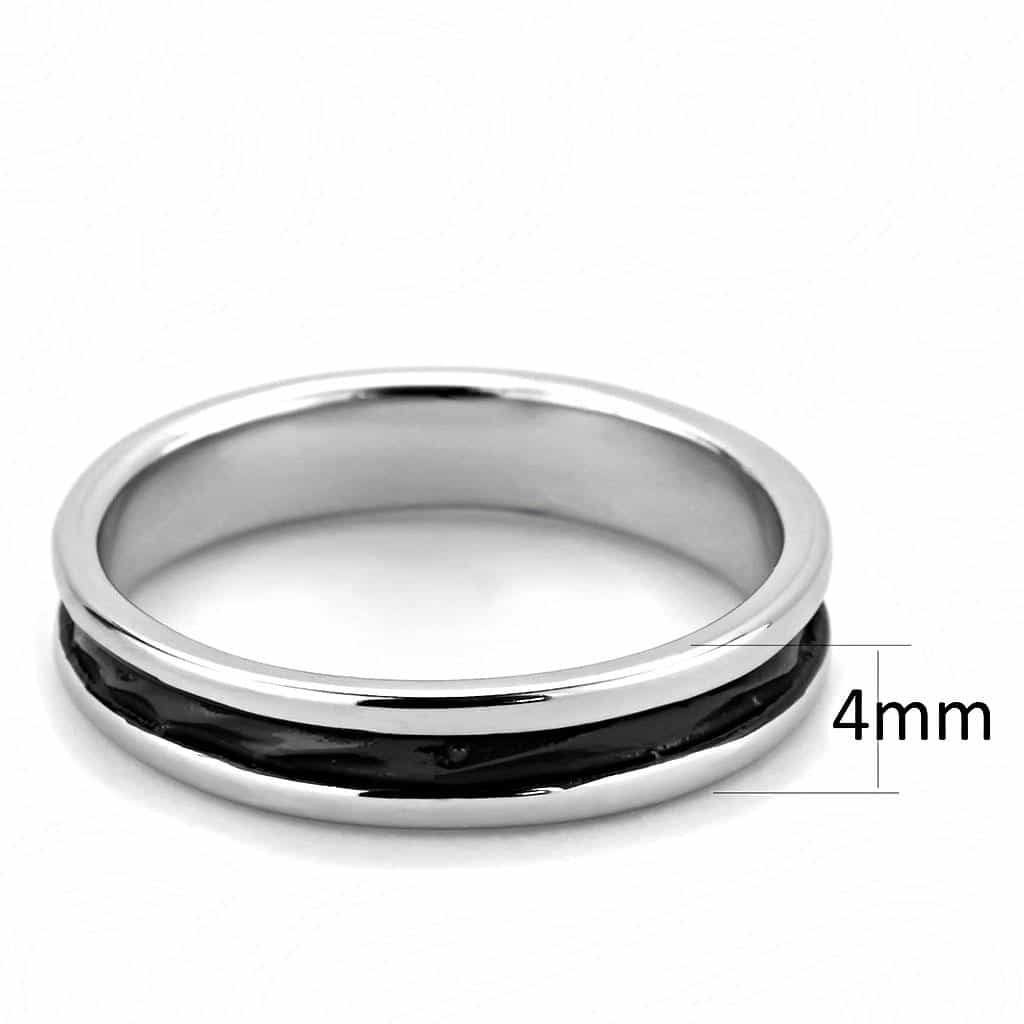 Stainless Steel Silver Black Carbon Fiber Inlay Polished Ring view 4