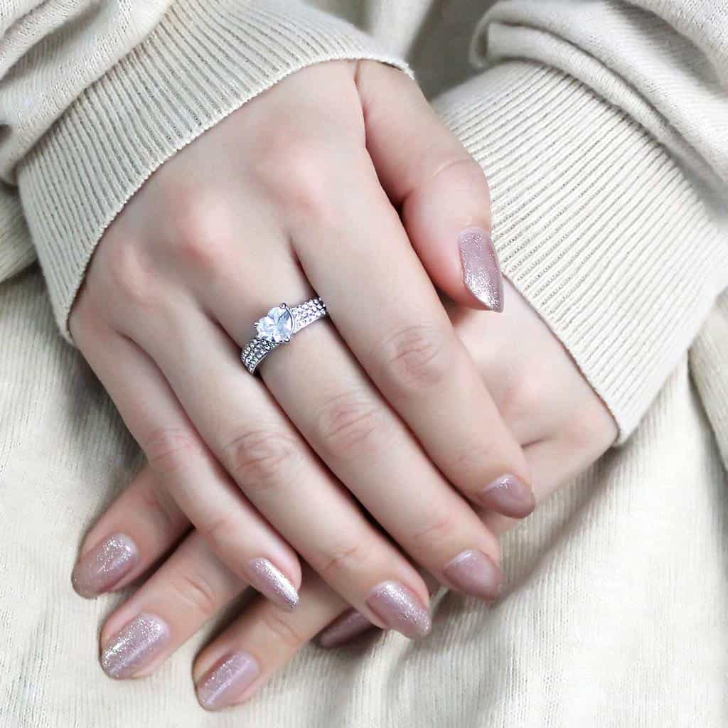 Stainless Steel CZ Round Pave Micro Pave Split Shank Ring view 10